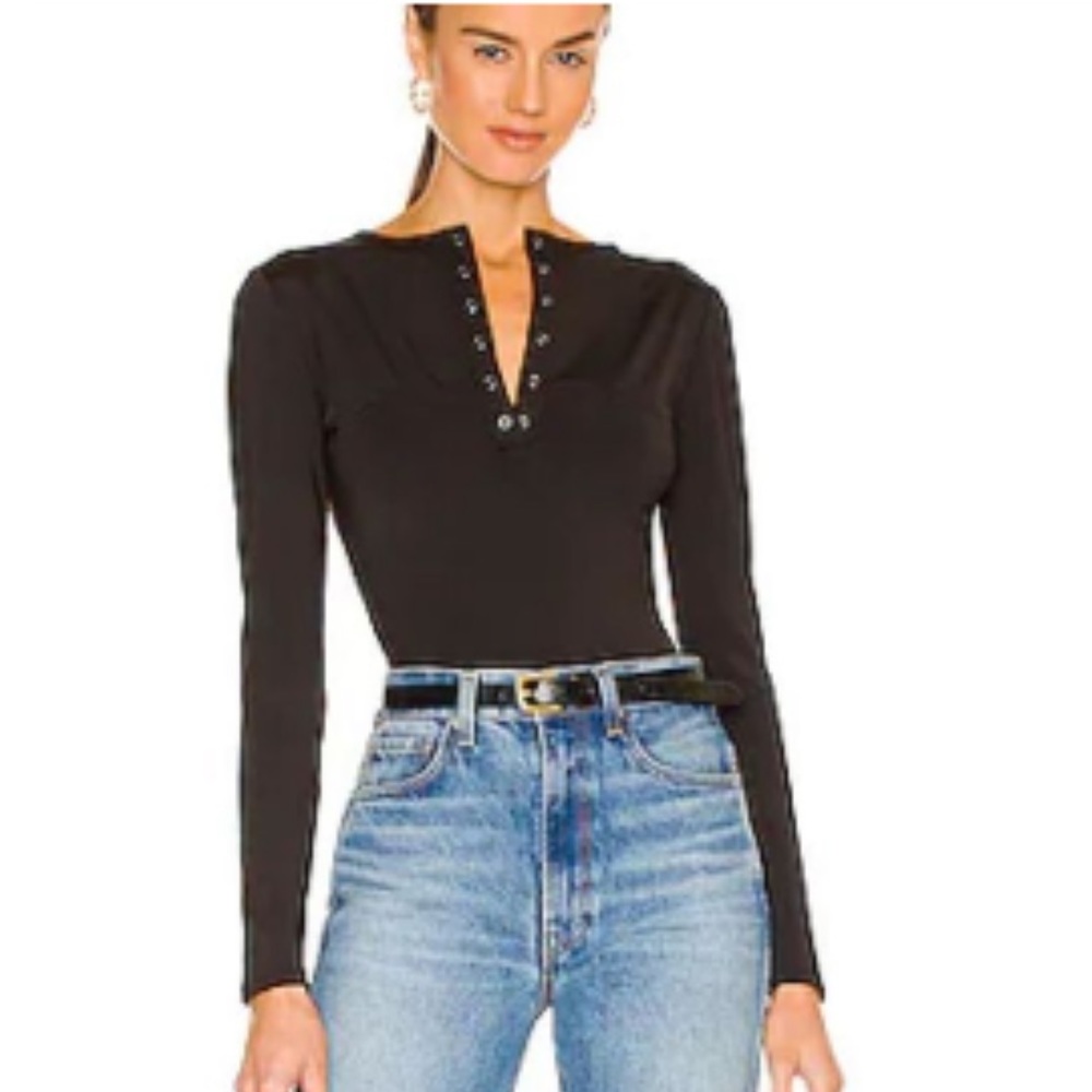 Women’s M NWT n:Philanthropy Black Long Sleeve Bruna Bodysuit. Sold out online!
